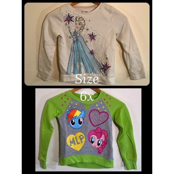 Girls 2 My Little Pony & Frozen Sweatshirt Bundle Size 6x - Picture 1 of 16